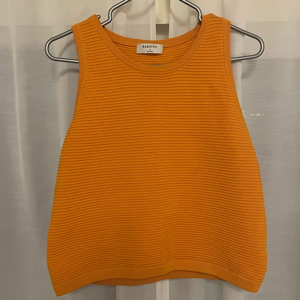 Aritzia yellow thick knit crop tank